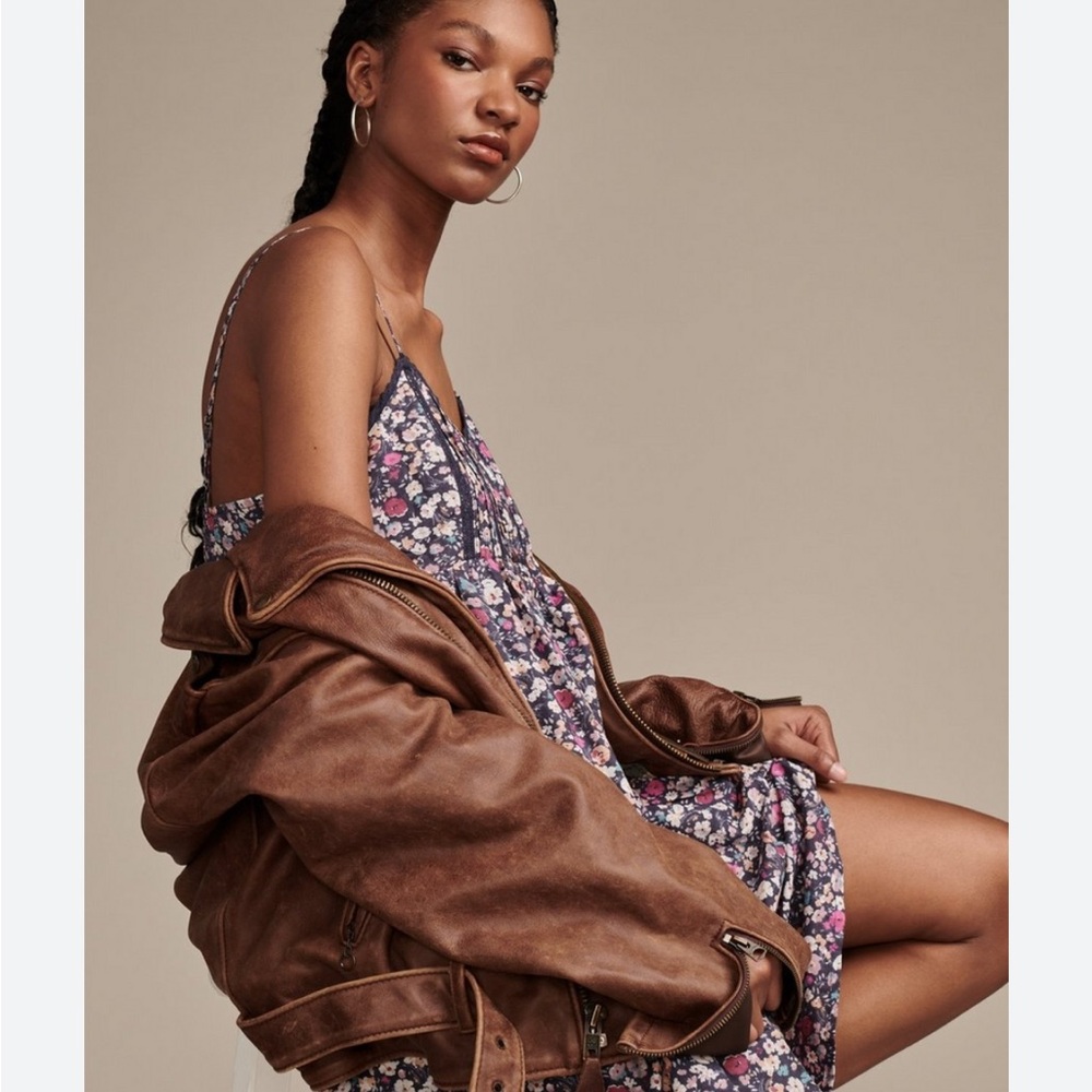 Lucky Brand Printed Pintuck Bodice Mini Dress, L, Blue floral, NWT - Picture 3 of 4